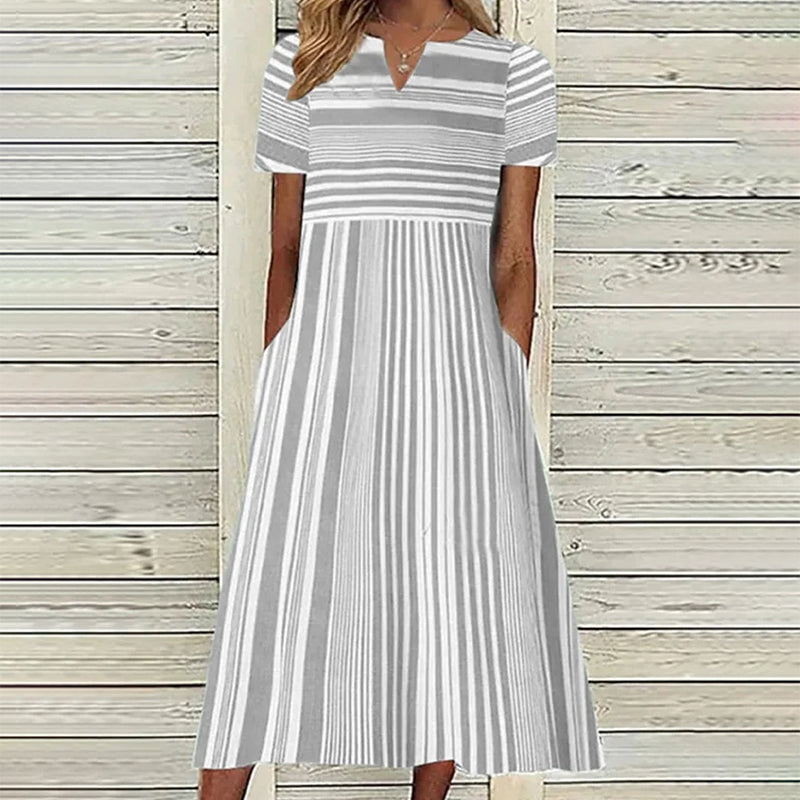 Womens Sundress Lightweight Striped Relaxed Fit - BritishMode