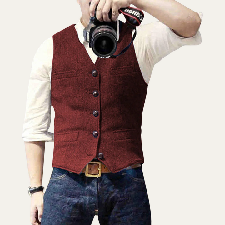 Mens Vintage Suit Vest Button-Up Elegant Fit
