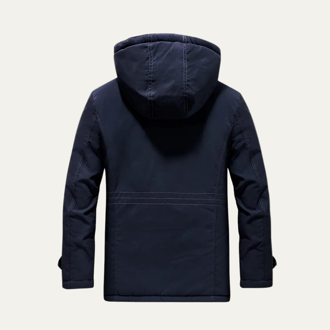 Mens Insulated Outdoor Parka with Removable Hood Rugged Fit