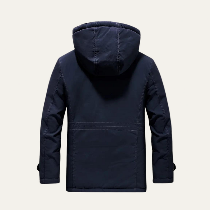 Mens Insulated Outdoor Parka with Removable Hood Rugged Fit