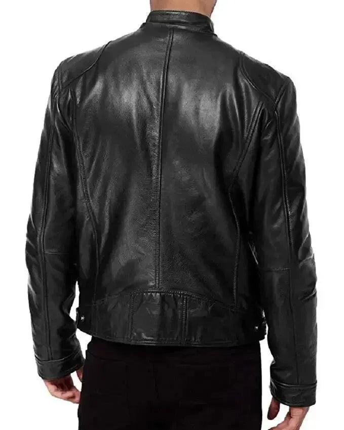 Mens Leather Motorcycle Jacket Rugged Fit