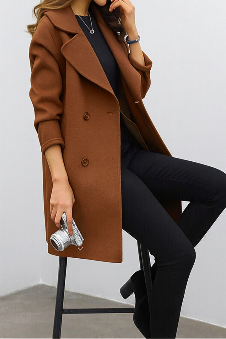 Womens Wool Coat Double Breasted Classic Fit