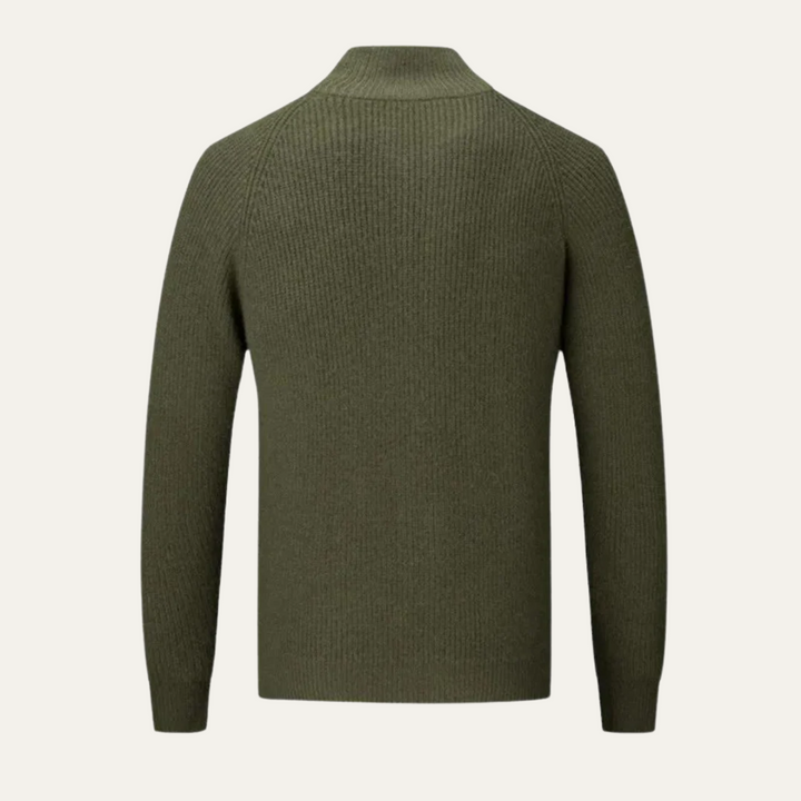 Mens Merino Wool Zip-Up Cardigan Elegant Fit