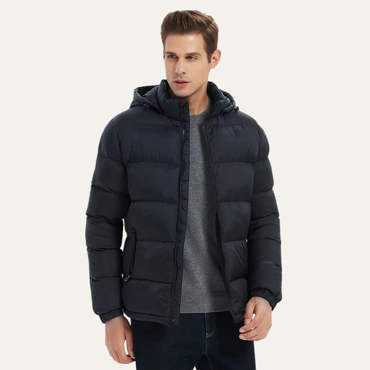 Mens Insulated Puffer Jacket Thick Warm Hooded