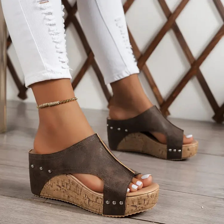 Womens Orthopedic Wedge Sandals Cushioned Cork