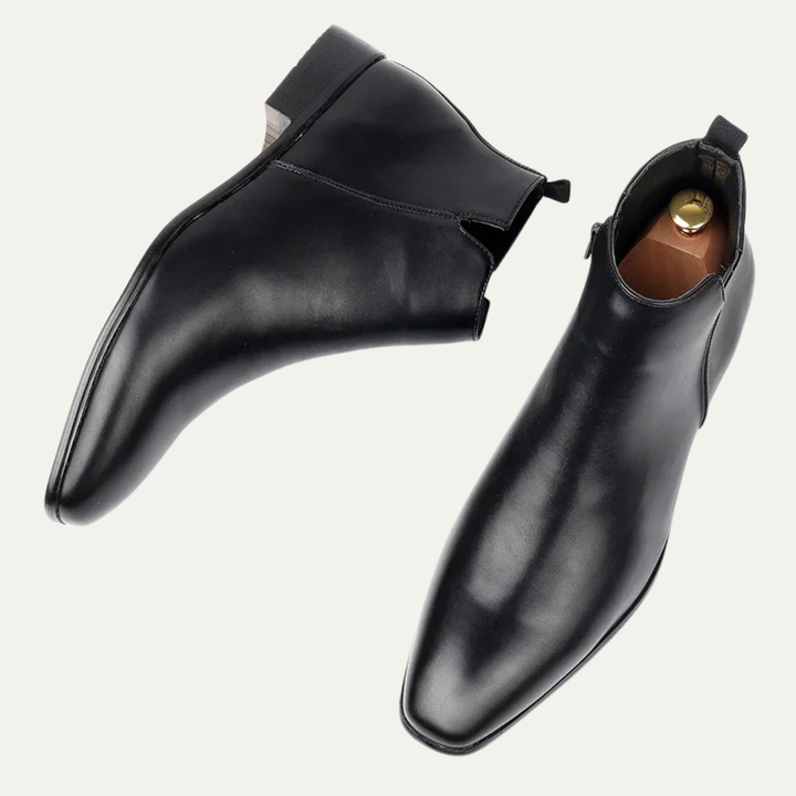 Mens Leather Slip-On Business Dress Ankle Boots