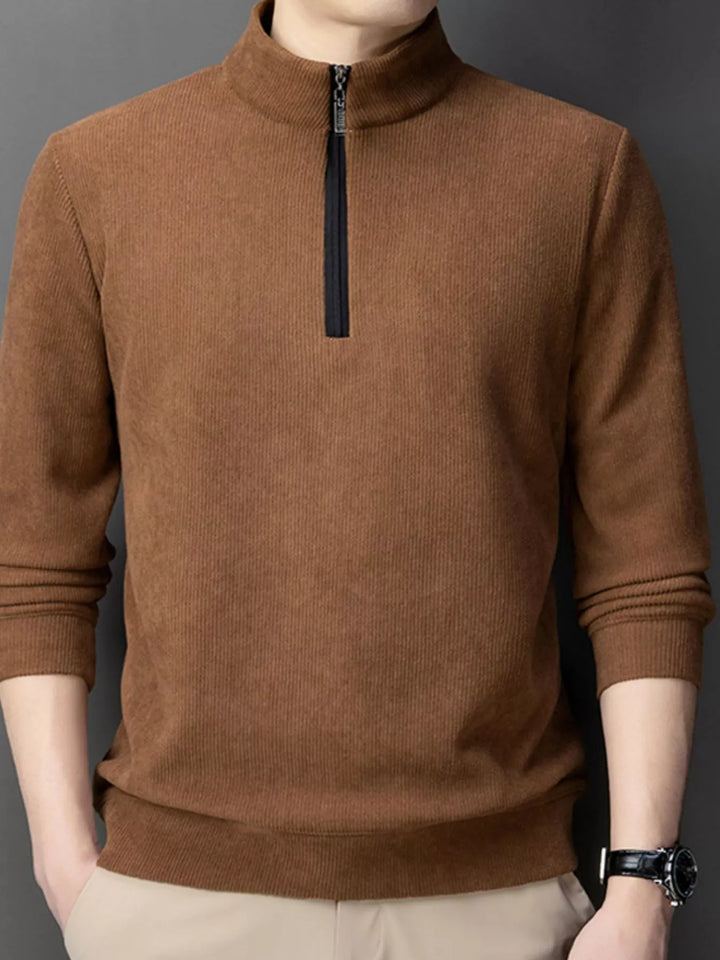 Mens Big and Tall Corduroy Zipper Sweatshirt Relaxed Fit - BritishMode