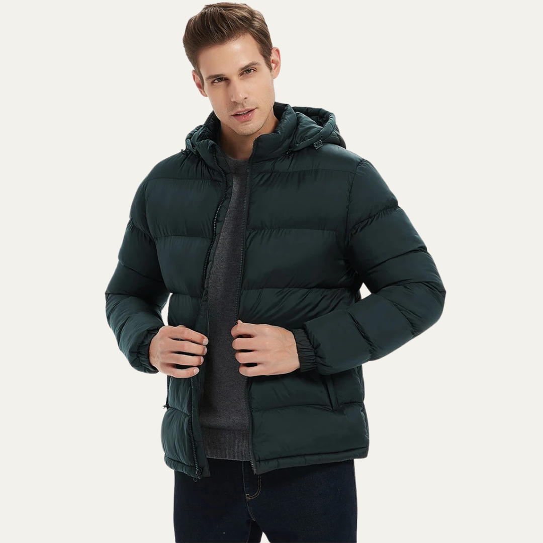 Mens Insulated Puffer Jacket Thick Warm Hooded