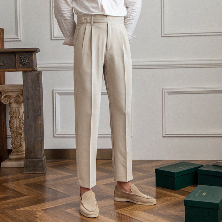 Mens Slim Fit Pleated Dress Pants - BritishMode