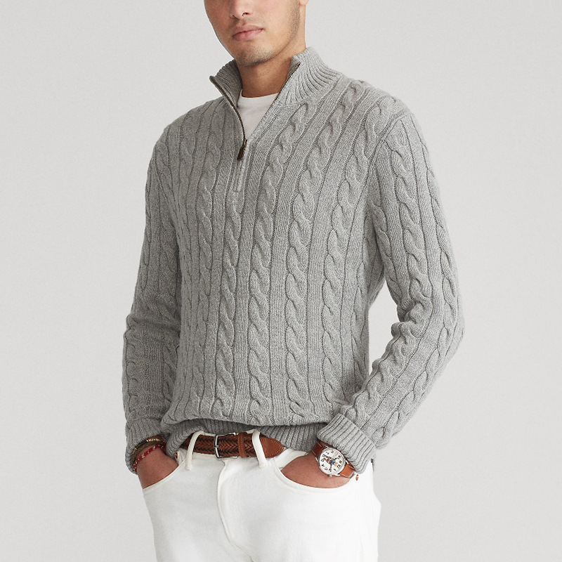 Mens Half Zip Sweater Wool Blend Regular Fit - BritishMode