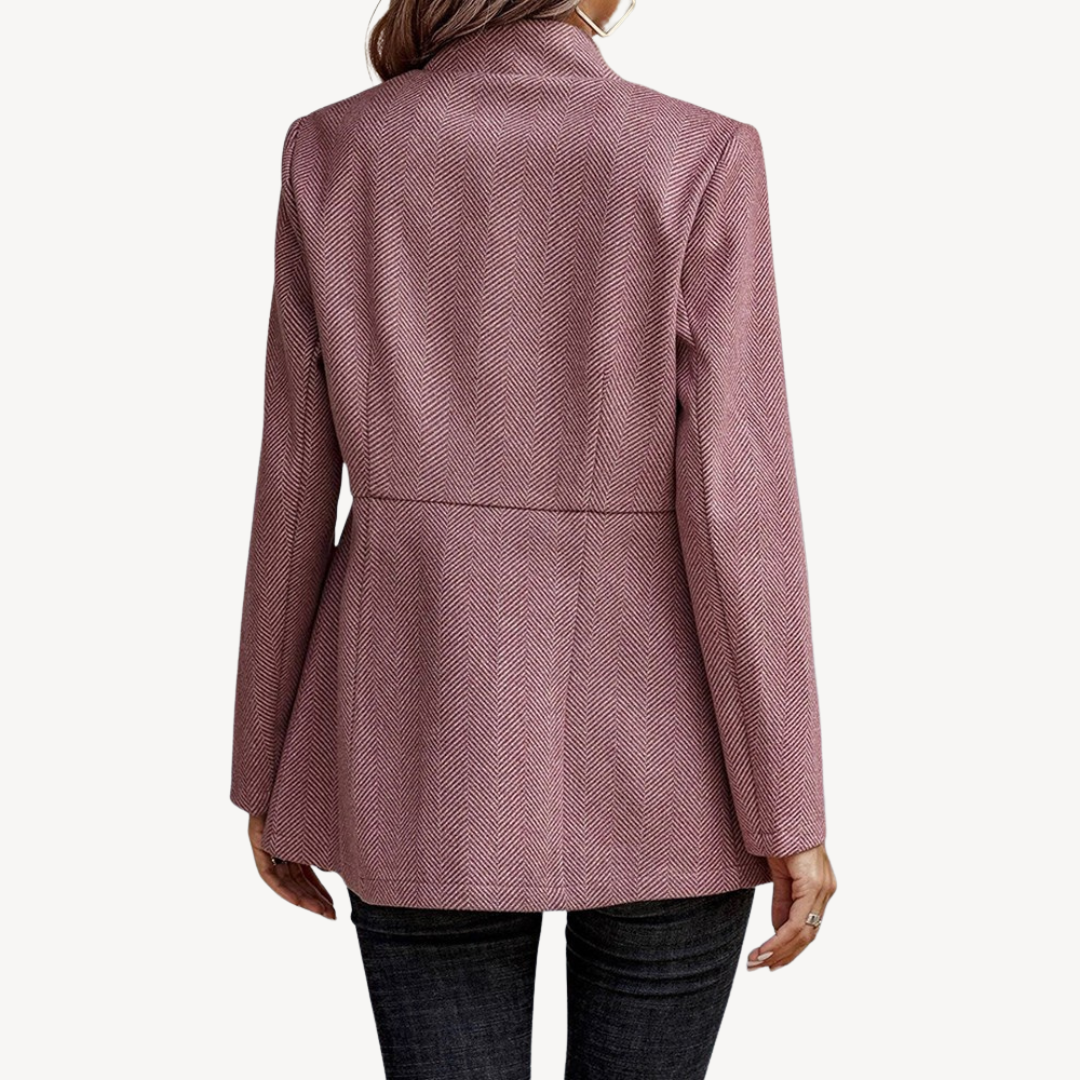 Womens Blazer Jacket Herringbone Pattern Tailored Fit