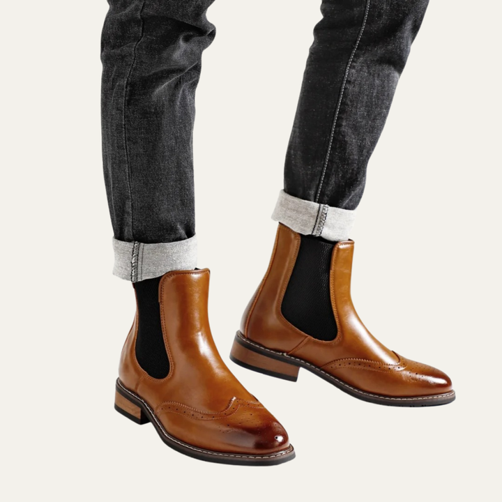Mens Chelsea Boots Leather Classic Slip-On