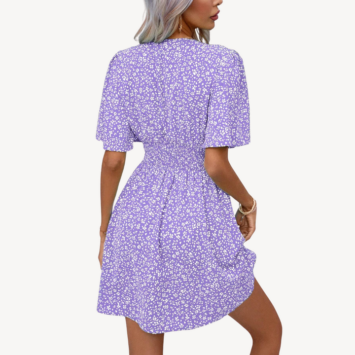 Womens Summer Dress V-Neck Short Sleeve Casual