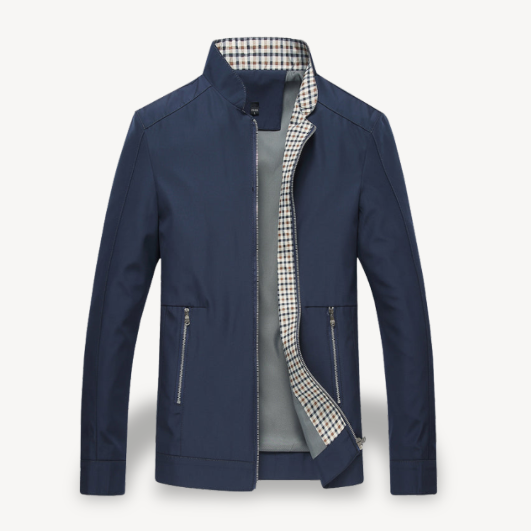 Mens Bomber Jacket Zip-Up Check Lining