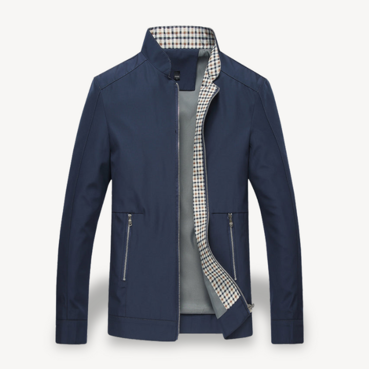 Mens Bomber Jacket Zip-Up Check Lining