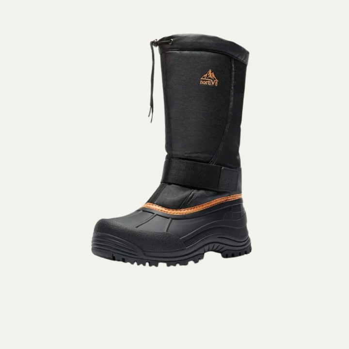 Mens Tall Winter Snow Boots with Strap and Drawstring Closure