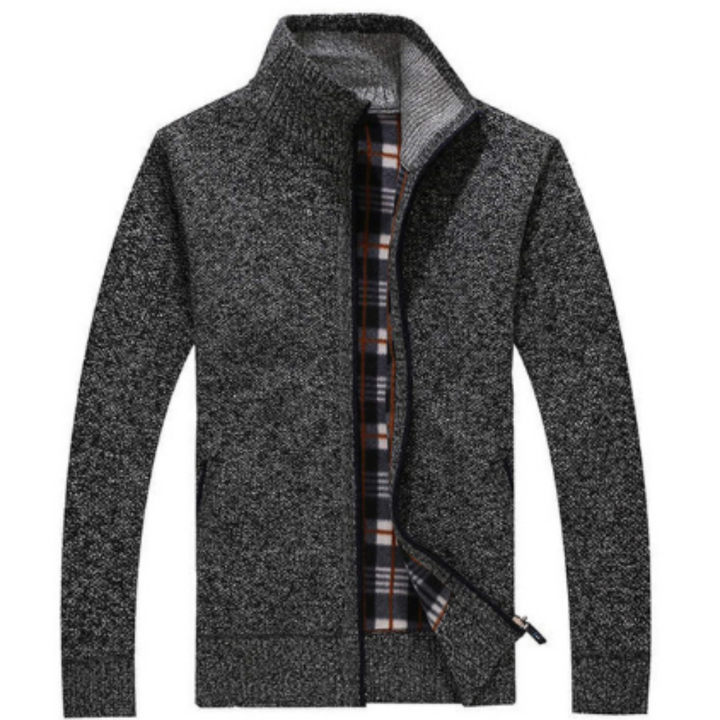 Mens Jacket with High Collar and Front Zip