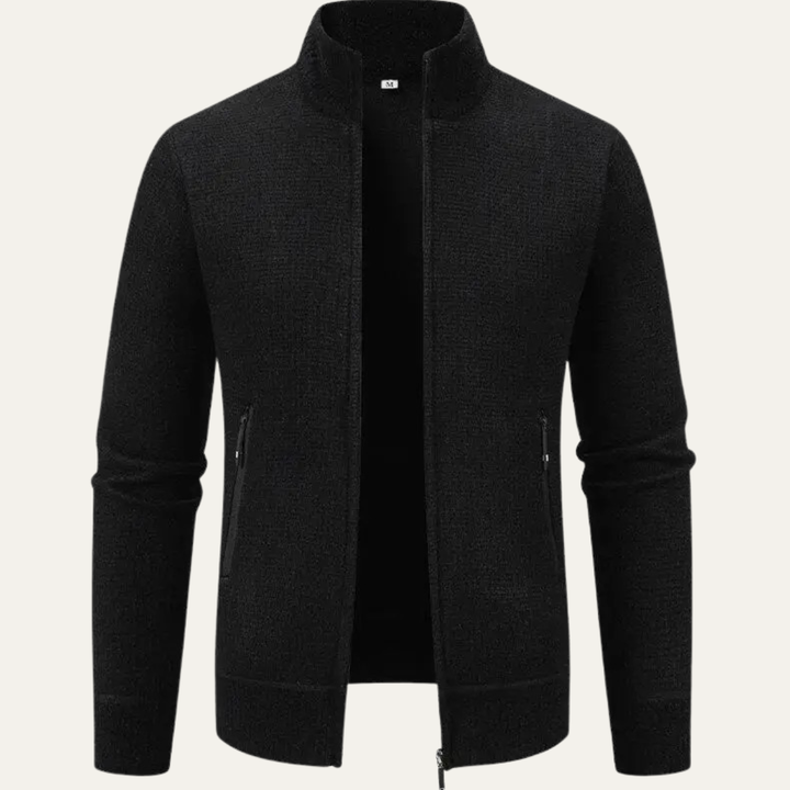 Mens Knitted Zip Cardigan Casual Stand Collar