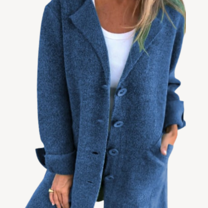 Womens Longline Wool Blend Coat Button Front