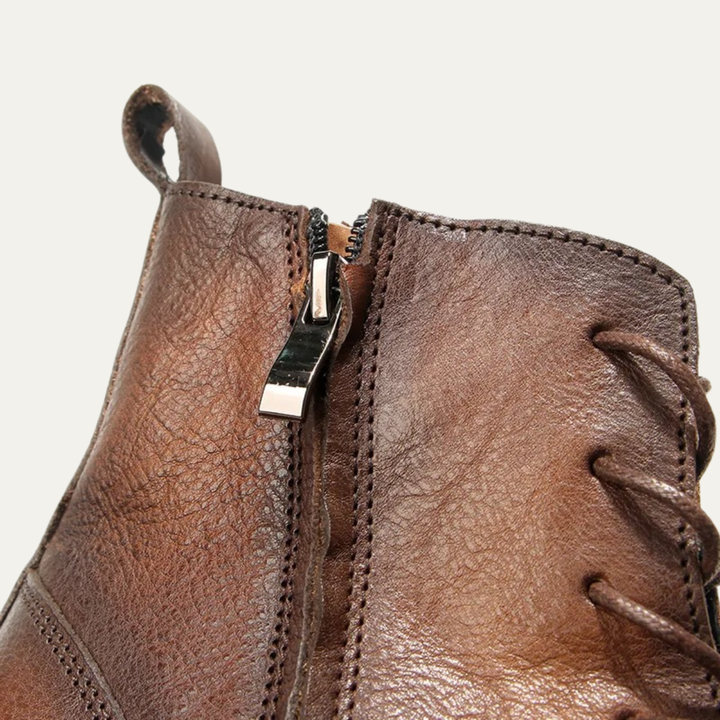 Mens Leather Casual Lace-Up Boots Retro Style
