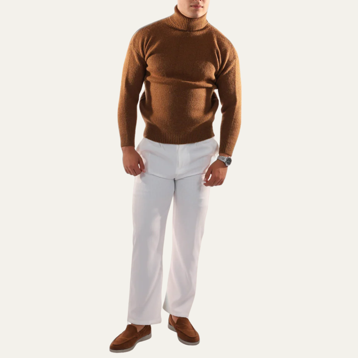 Mens Oversized Turtleneck Sweater Plush Knit