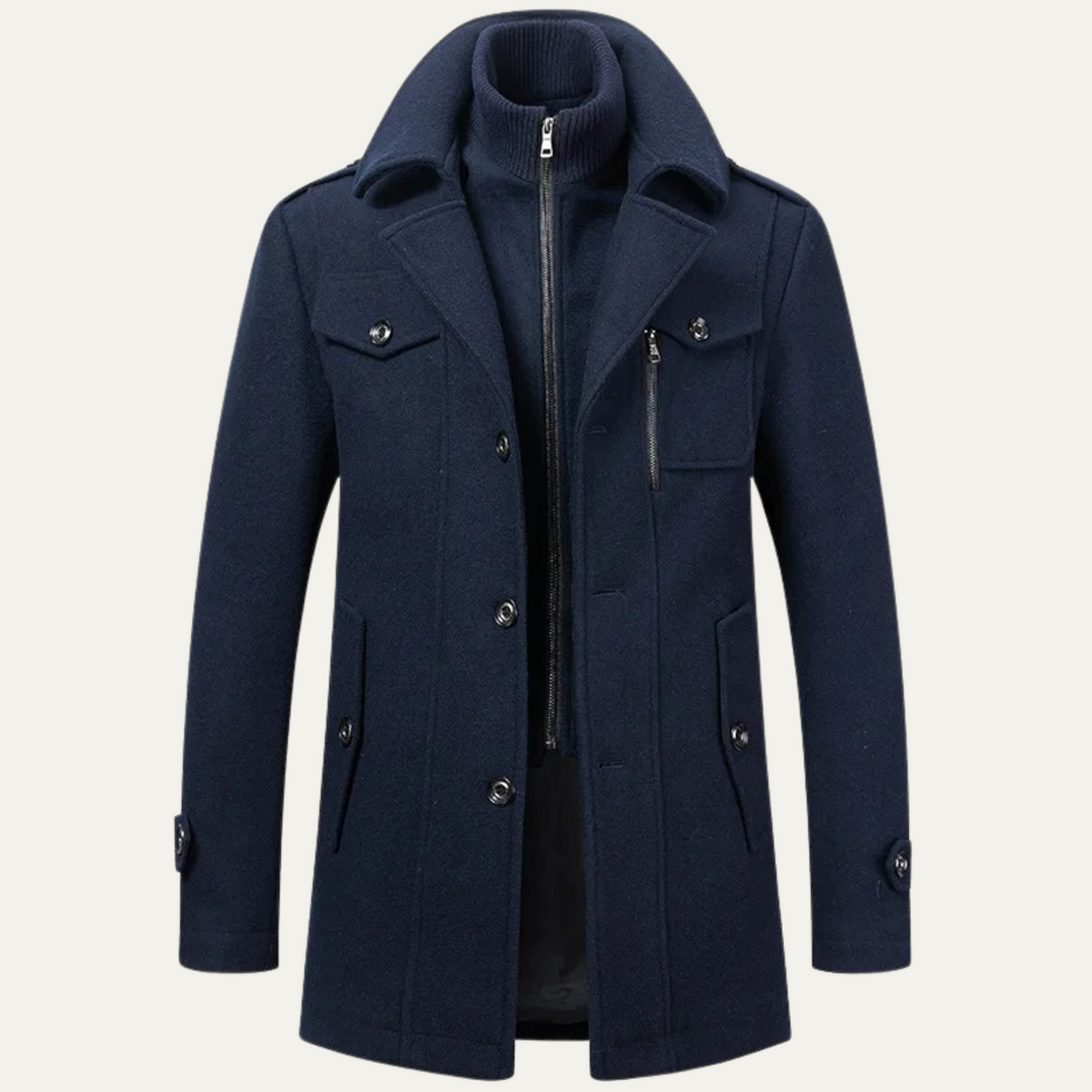 Mens Wool Blend Winter Coat Elegant Fit