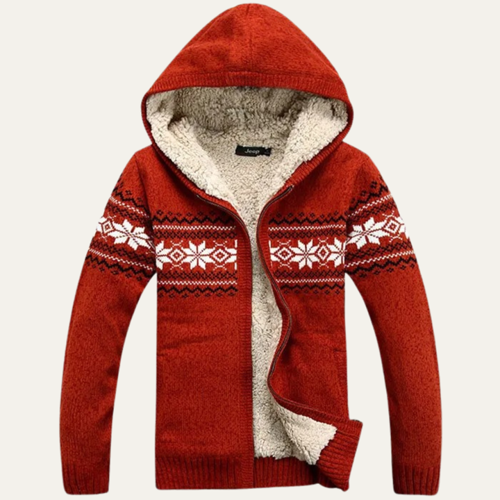 Mens Knit Jacket Zip-Up Hooded Winter Style