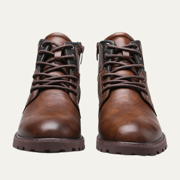 Mens Ankle Biker Boots Durable Vintage Style
