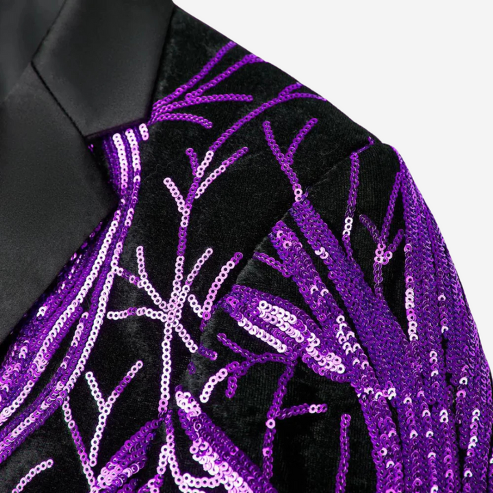 Mens Performance Blazer with Sequin Wave Pattern