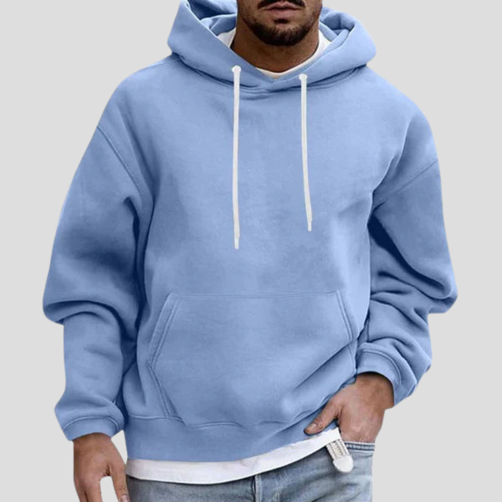 Mens Hoodie Cotton Fleece Relaxed Fit with Pockets - BritishMode