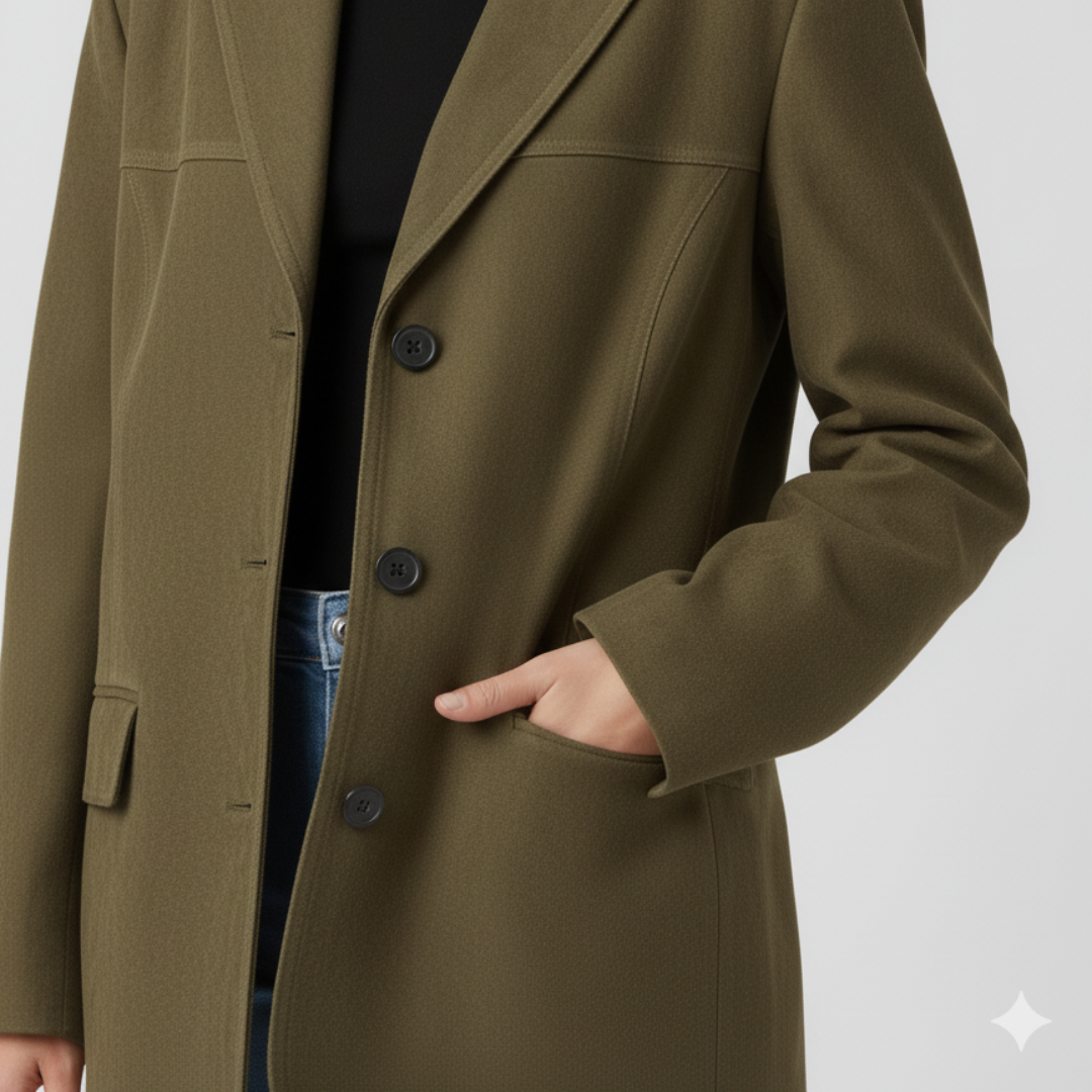 Womens Oversized Autumn Jacket Button-Up with Pockets