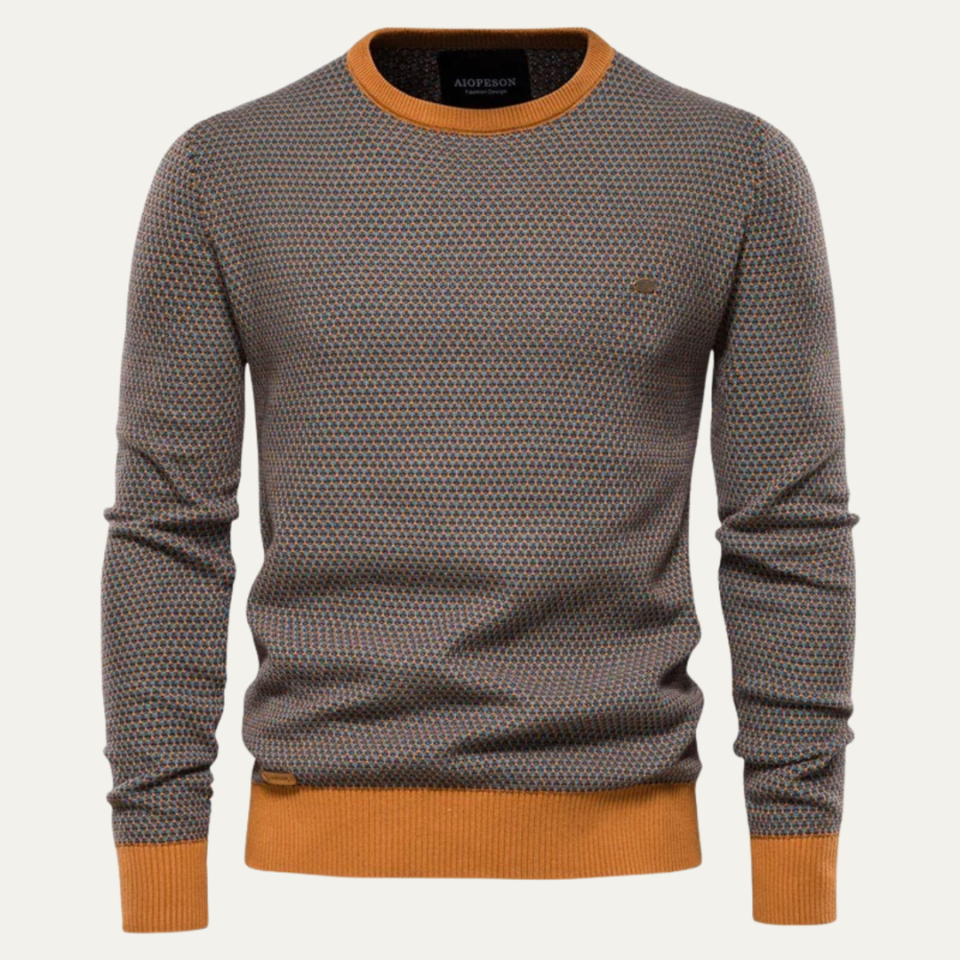 Mens Knit Jumper with Contrast Trim Winter Warm Fit