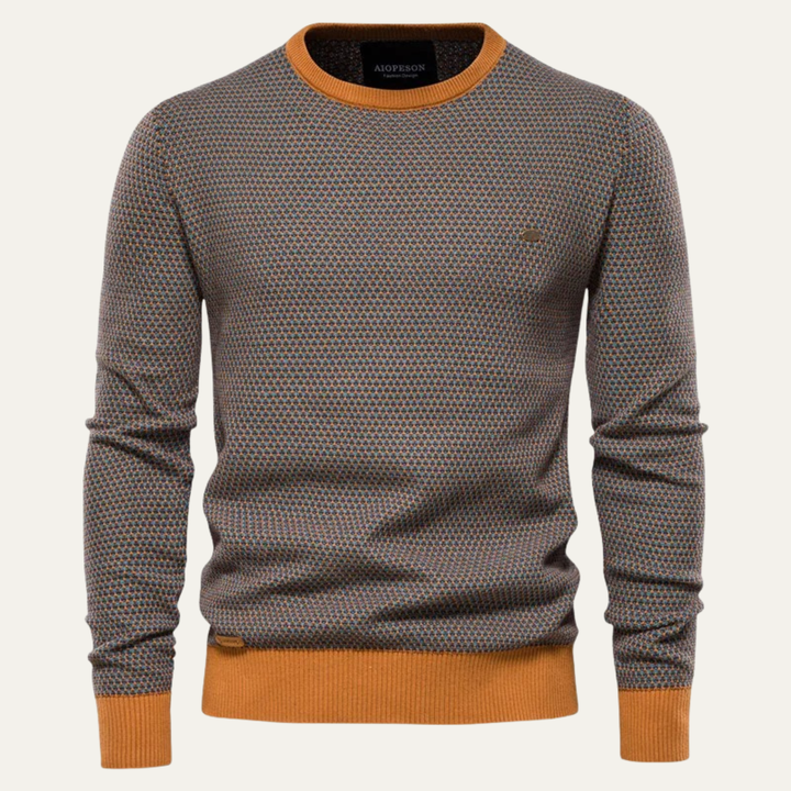 Mens Knit Jumper with Contrast Trim Winter Warm Fit