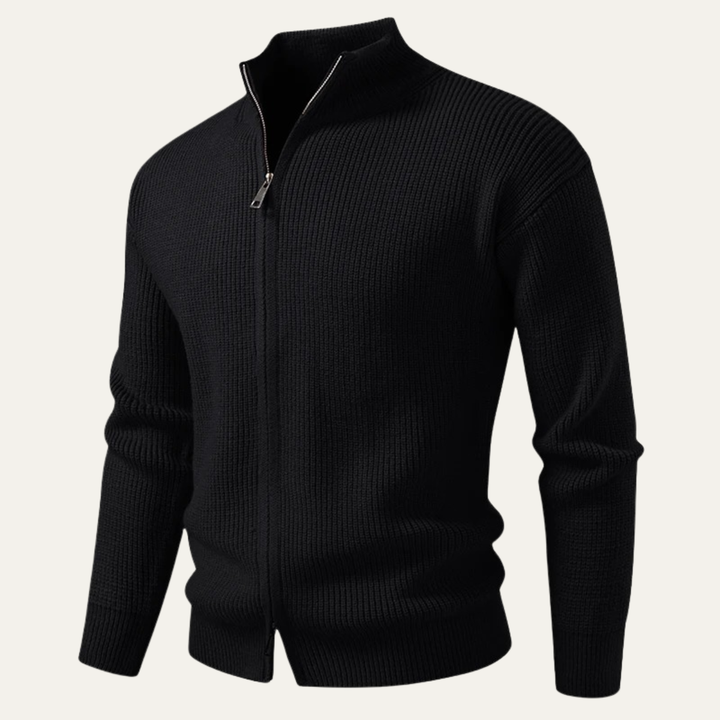 Mens Knitted Cardigan Stand Collar Winter Style