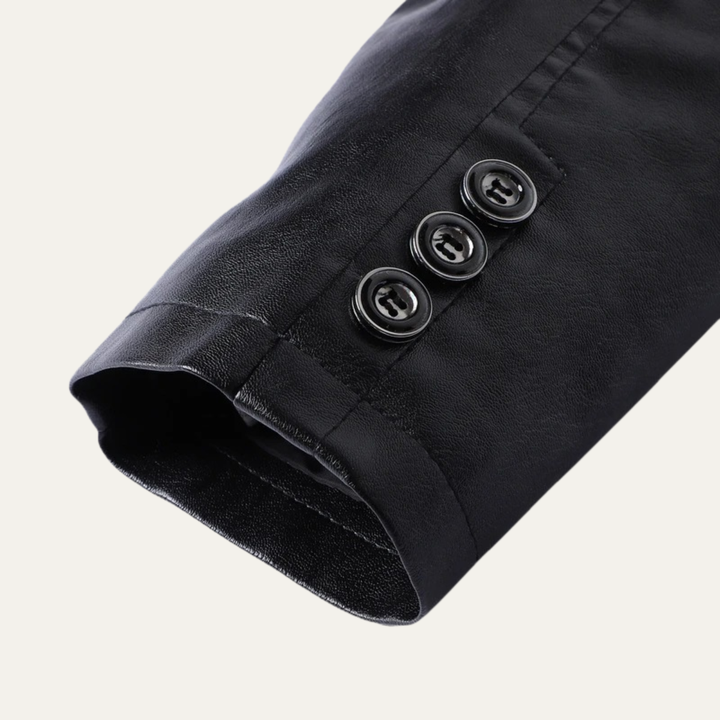 Mens Leather Button-Up Jacket Winter Style