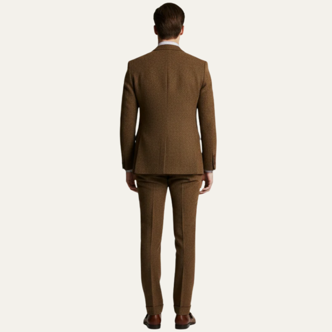 Mens Three Piece Suit Tweed Textured Fit