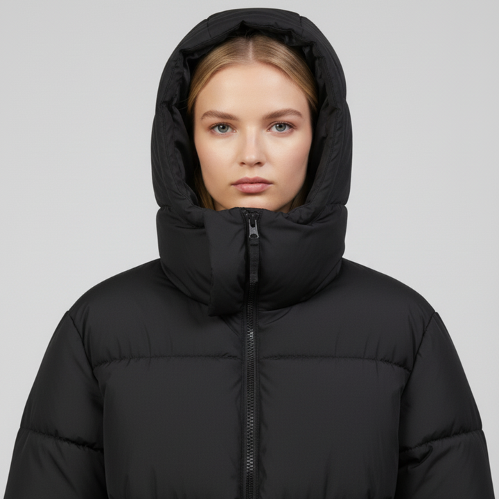 Womens Quilted Puffer Jacket Oversized High Collar Winter Outerwear