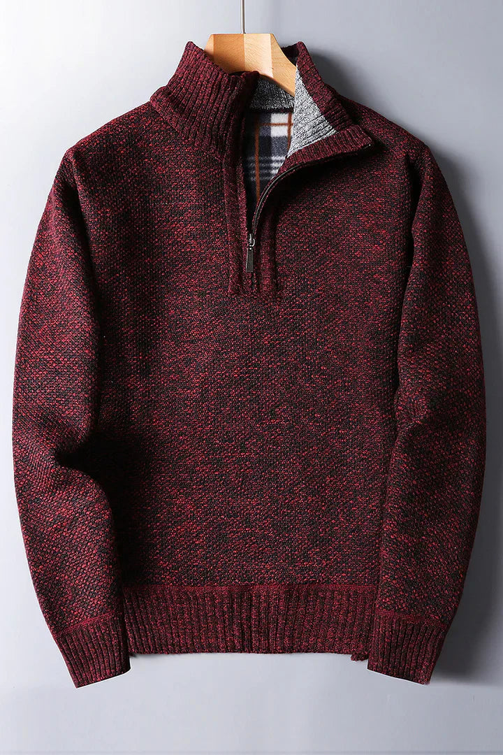 Mens Knit Sweater Zip-Up Comfortable Fit