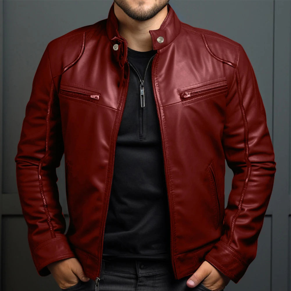 Mens Motorcycle Jacket Vintage Style Comfortable Fit