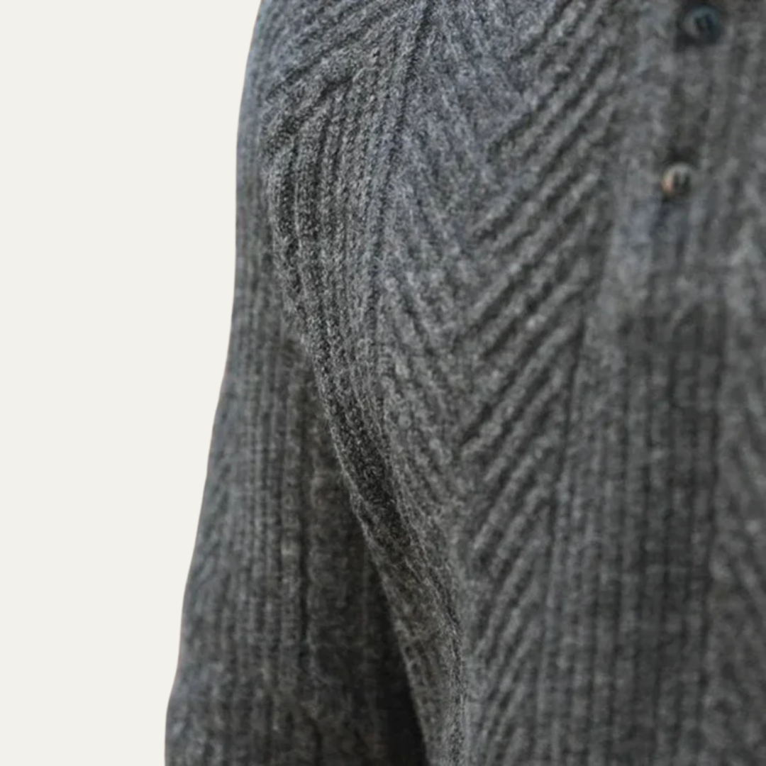 Mens Quarter Zip Polo Sweater Chevron Knit