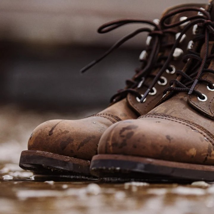 Mens Leather Combat Boots Lace-Up Style