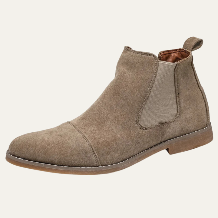 Mens Suede Chelsea Boots Slip-On Elastic Side Panels