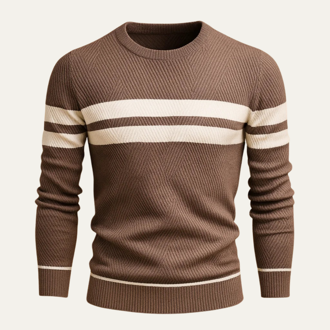 Womens Knit Jumper with Stripes Regular Fit - BritishMode