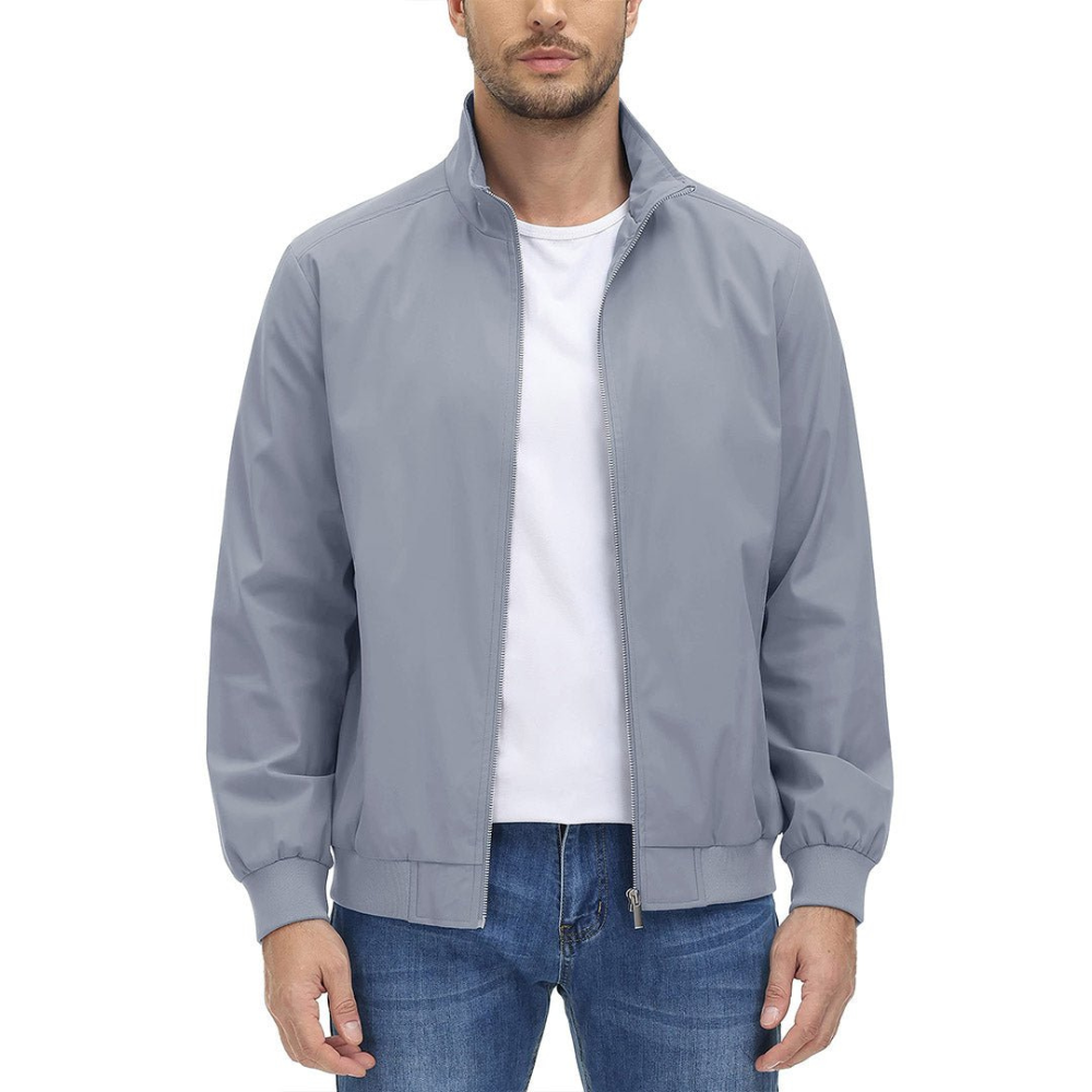 Mens Blouson Jacket Zip Front Minimalist Style