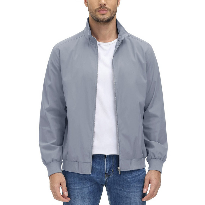 Mens Blouson Jacket Zip Front Minimalist Style