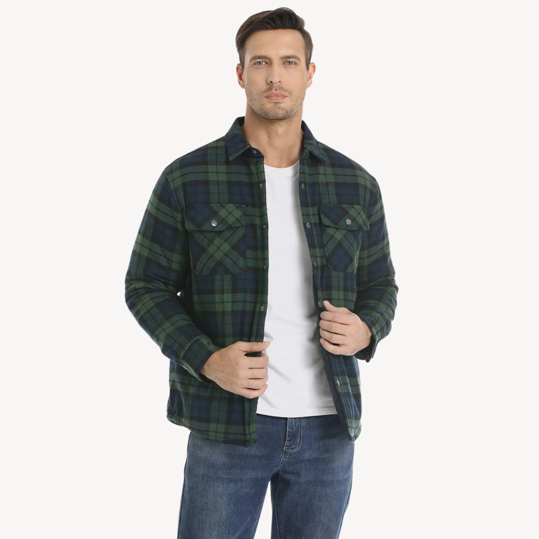Mens Jacket Fleece Lined Plaid Pattern