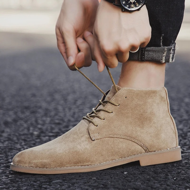 Mens Casual Suede Lace-Up Ankle Boots