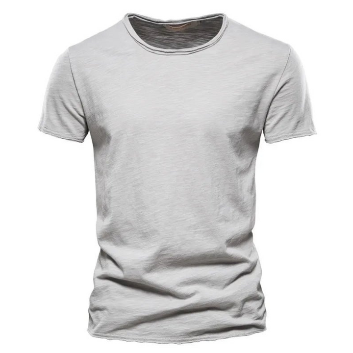 Mens Slim-Fit Cotton T-Shirt Breathable Crew Neck