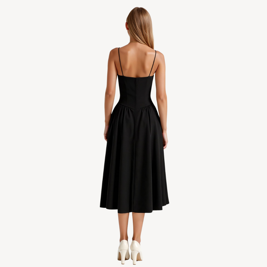 Womens Strapless Midi Dress Fitted Silhouette