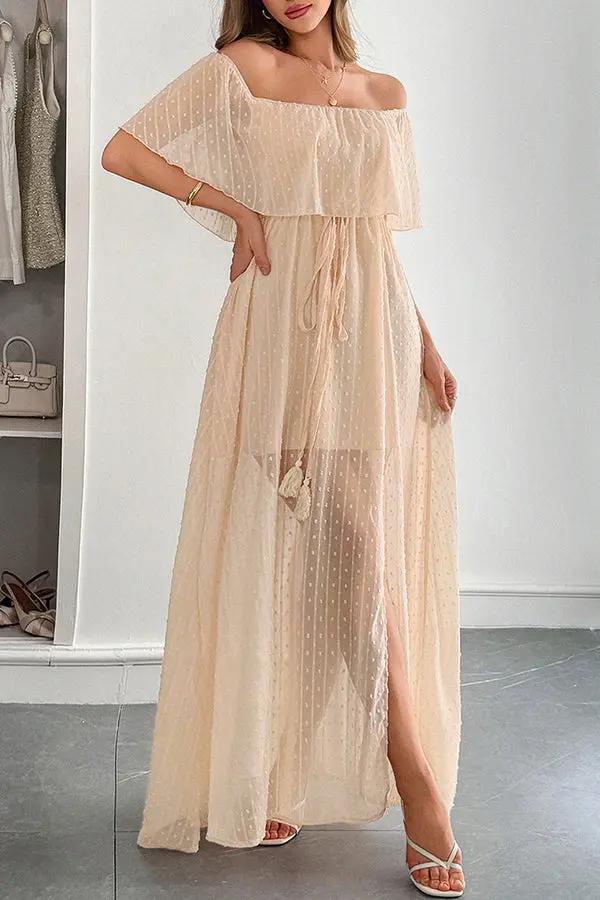Womens Maxi Dress Bandeau Style Solid Fabric - BritishMode